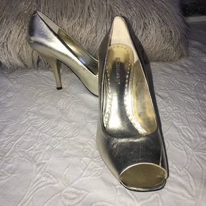 Metallic Peep Toe Heels